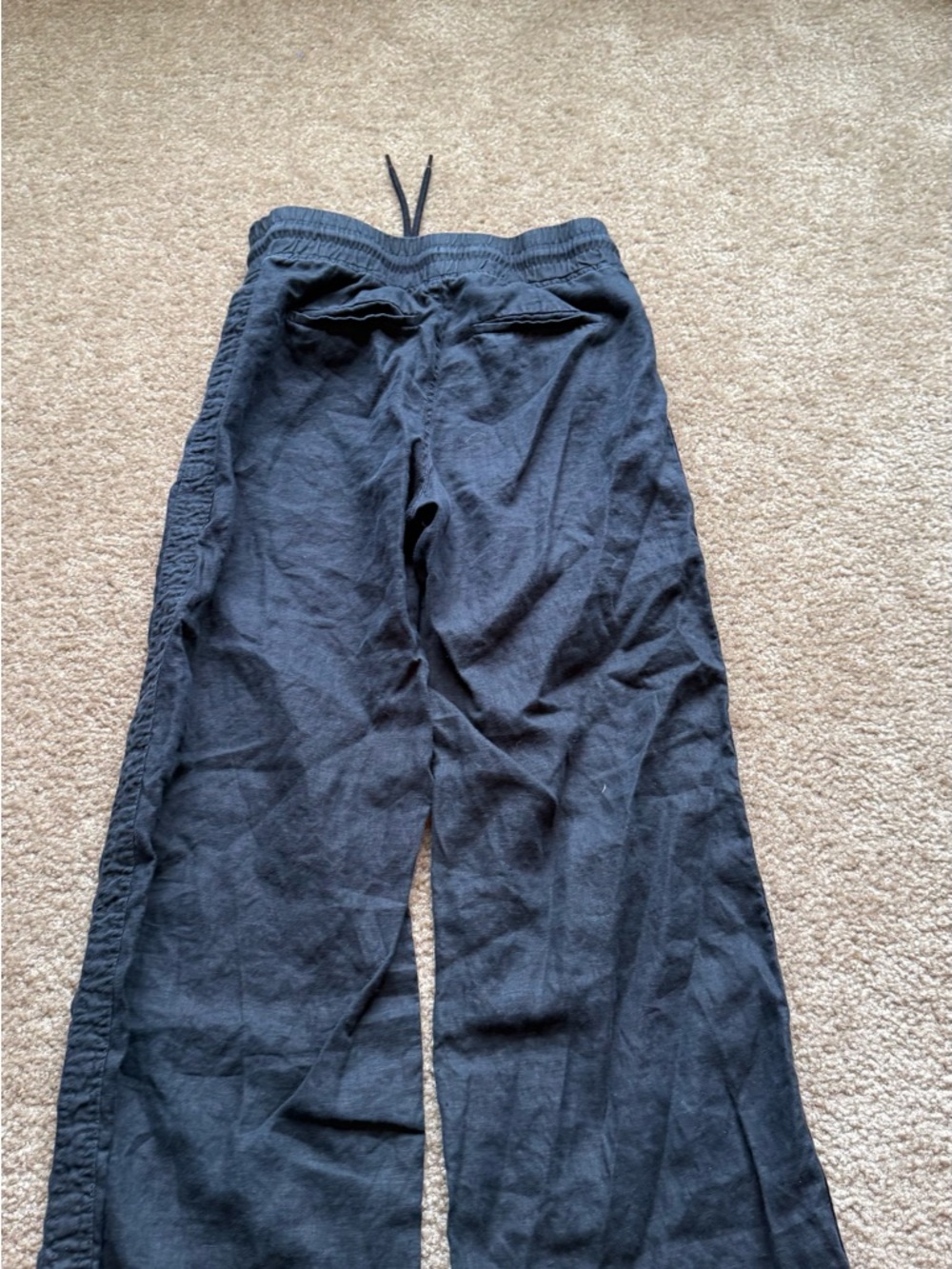 Athleta Drawstring 100 Linen Wide Leg Pants - Black sz 6 - Picture 5 of 6